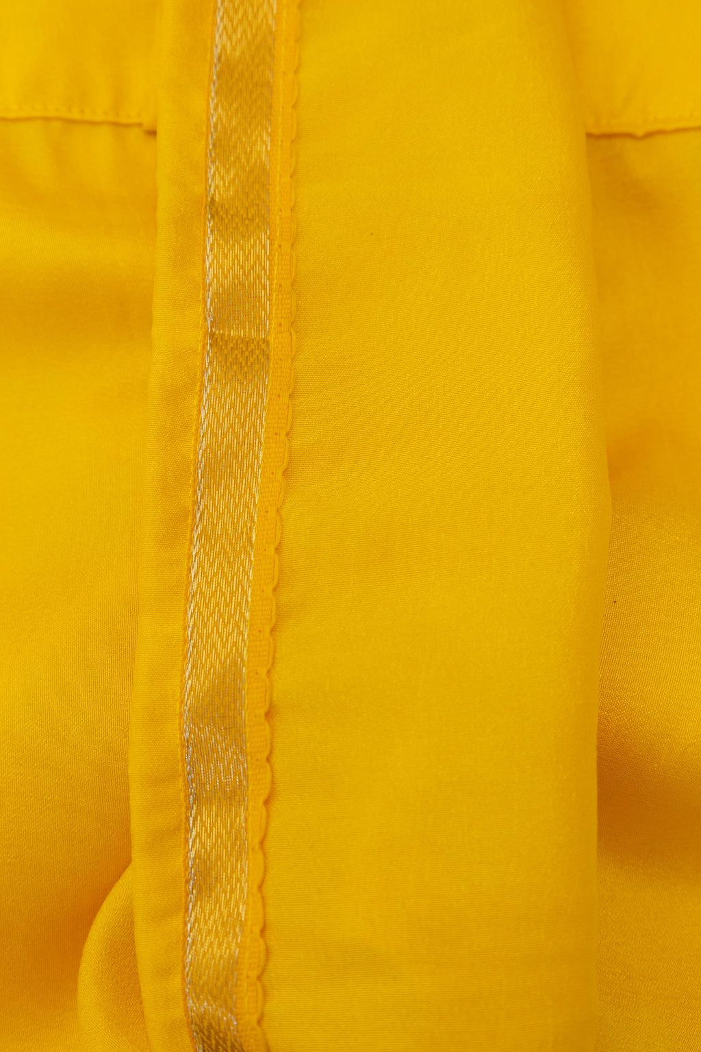 Yellow Crepe Silk Dhoti with Golden Border for Boys