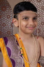Mango Yellow Silk Sovale Uparane With Wine Banarasi Border