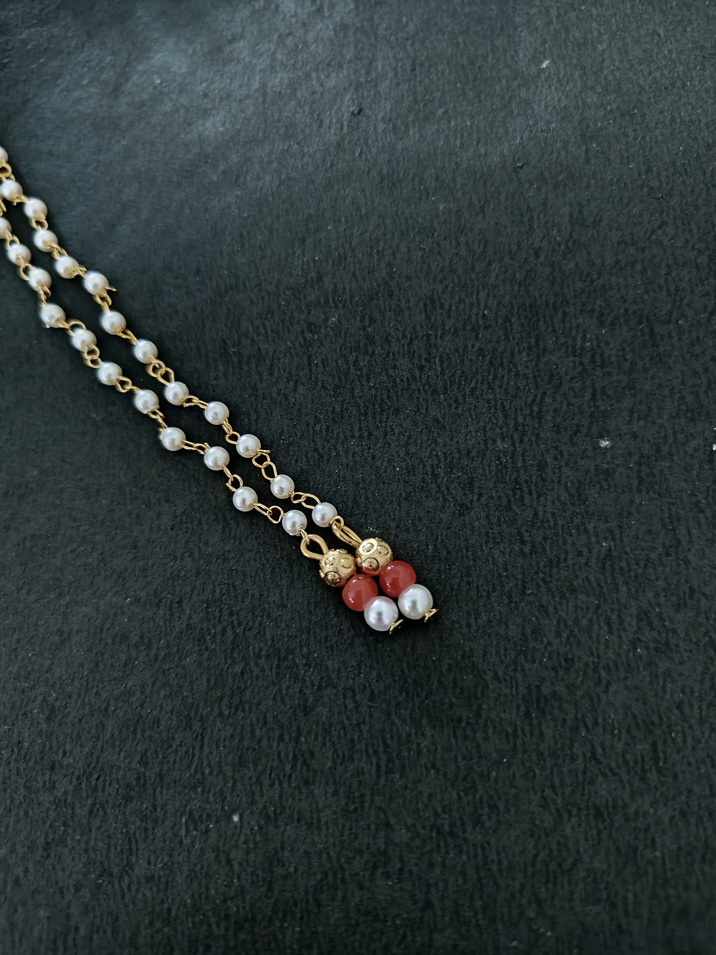 Pearls Mundavalya with Golden Finding and Colorful Glass Bead for Batu