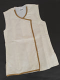 White Taffeta silk sleeveless vest / bandi for Batu