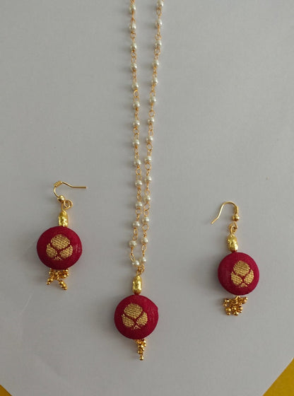 Accessories gifts fancy traditional ethnic for kids trendy handmade fabric accessories brocade handcrafted matching assorted mix n match pearl multicolour metal golden party wear beaded glass beads trendy gold plated earrings pendant    