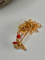 Gold Plated Marathi Mini Nath- Pink and White for girl.Adorn your princess with head to toe premium quality handcrafted accessories made from allergy free, best quality materials.