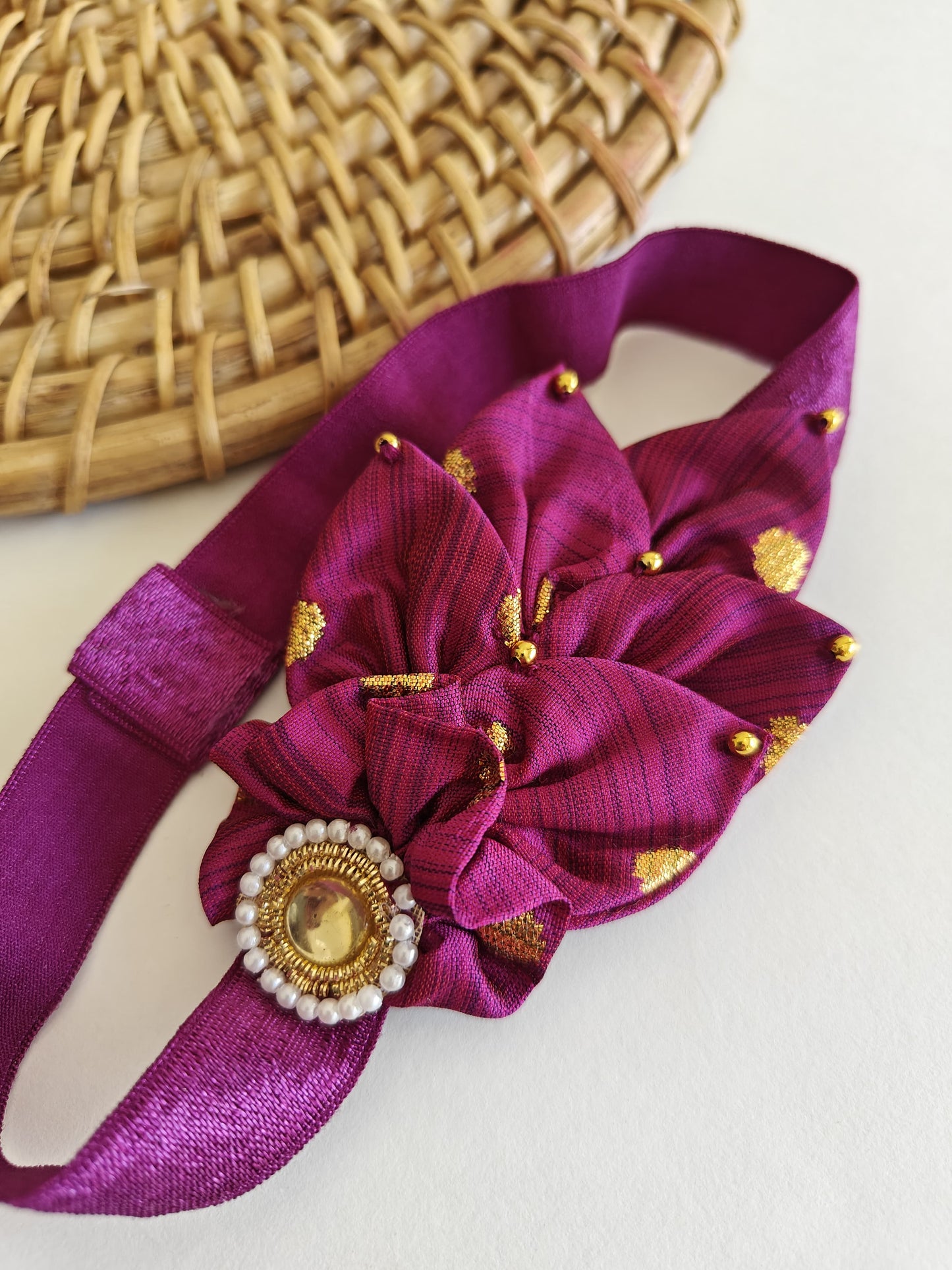 Magenta Bunch of Flowers Stretchable headband for baby girl