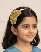 Golden big Paisley shaped motif hairband for Girls