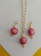 Accessories gifts fancy traditional ethnic for kids trendy handmade fabric accessories brocade handcrafted matching assorted mix n match pearl multicolour metal golden party wear beaded glass beads trendy gold plated earrings pendant    