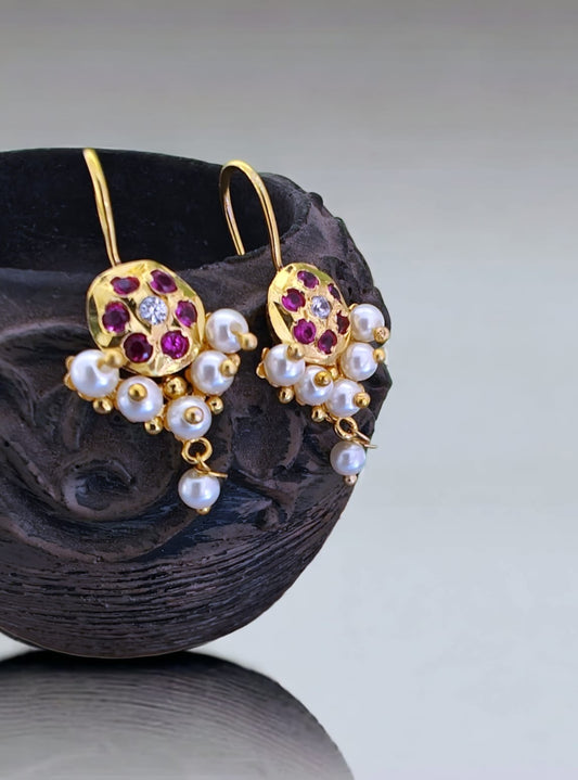 Pearls round shaped dangler earrings