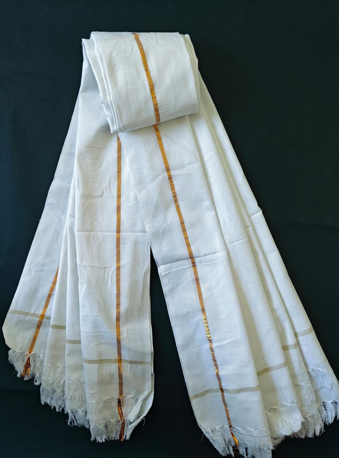 South cotton Gamcha/Towels with small golden border for Batu. Set of 2.Size 30 inches x 60 inches Mundavalya,kanthi,bhikbali,topi,pagdi are boys accessories exclusively designed using Pearls,glass beads,jadau & gold plated findings for Batu,for Upanayan/Vratabandha/munj /thread ceremony.