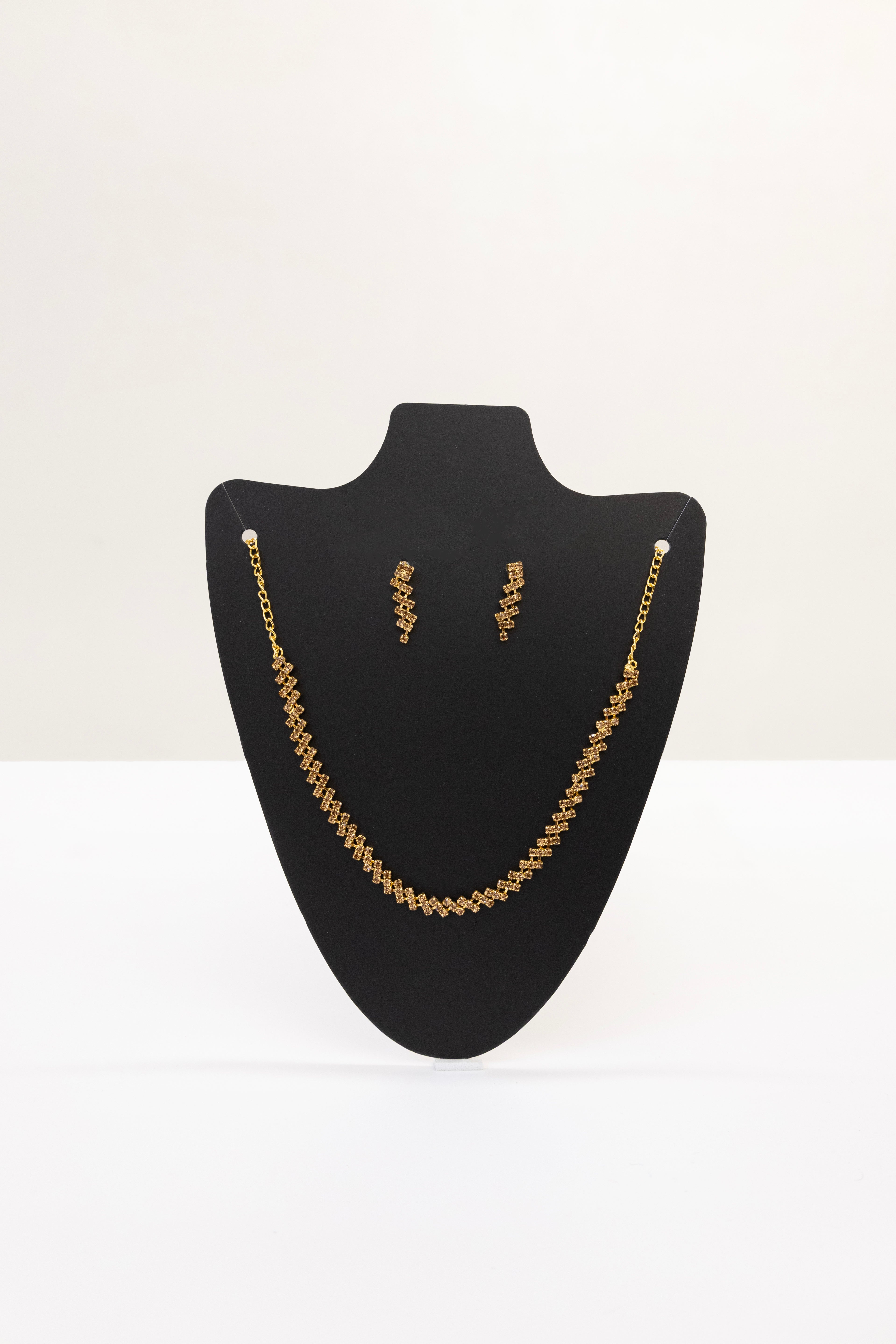 Dazzling American Diamond  imitation metal Necklace Set - Geometric Cluster Design with earrings for Girls