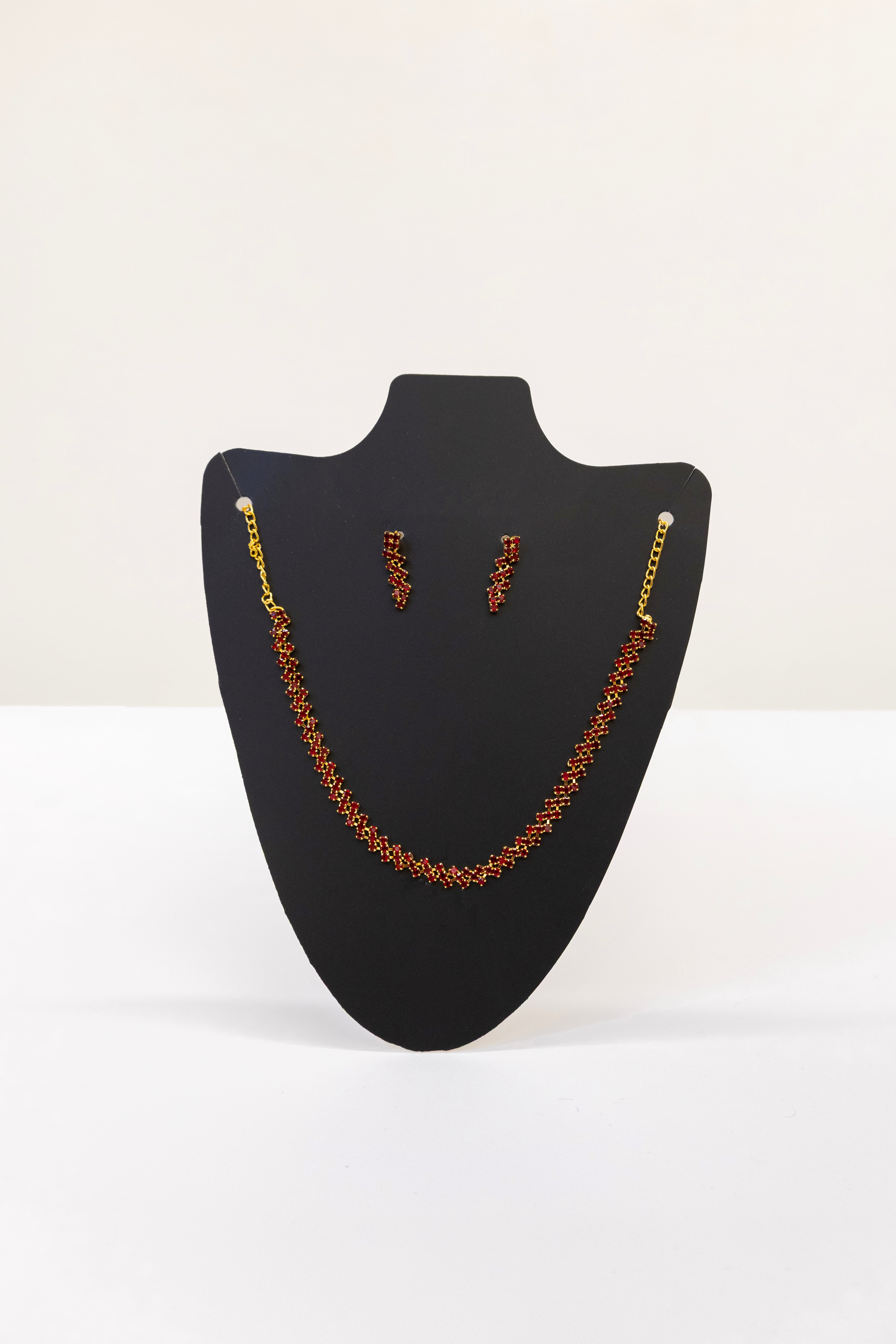 Dazzling American Diamond  imitation metal Necklace Set - Geometric Cluster Design with earrings for Girls