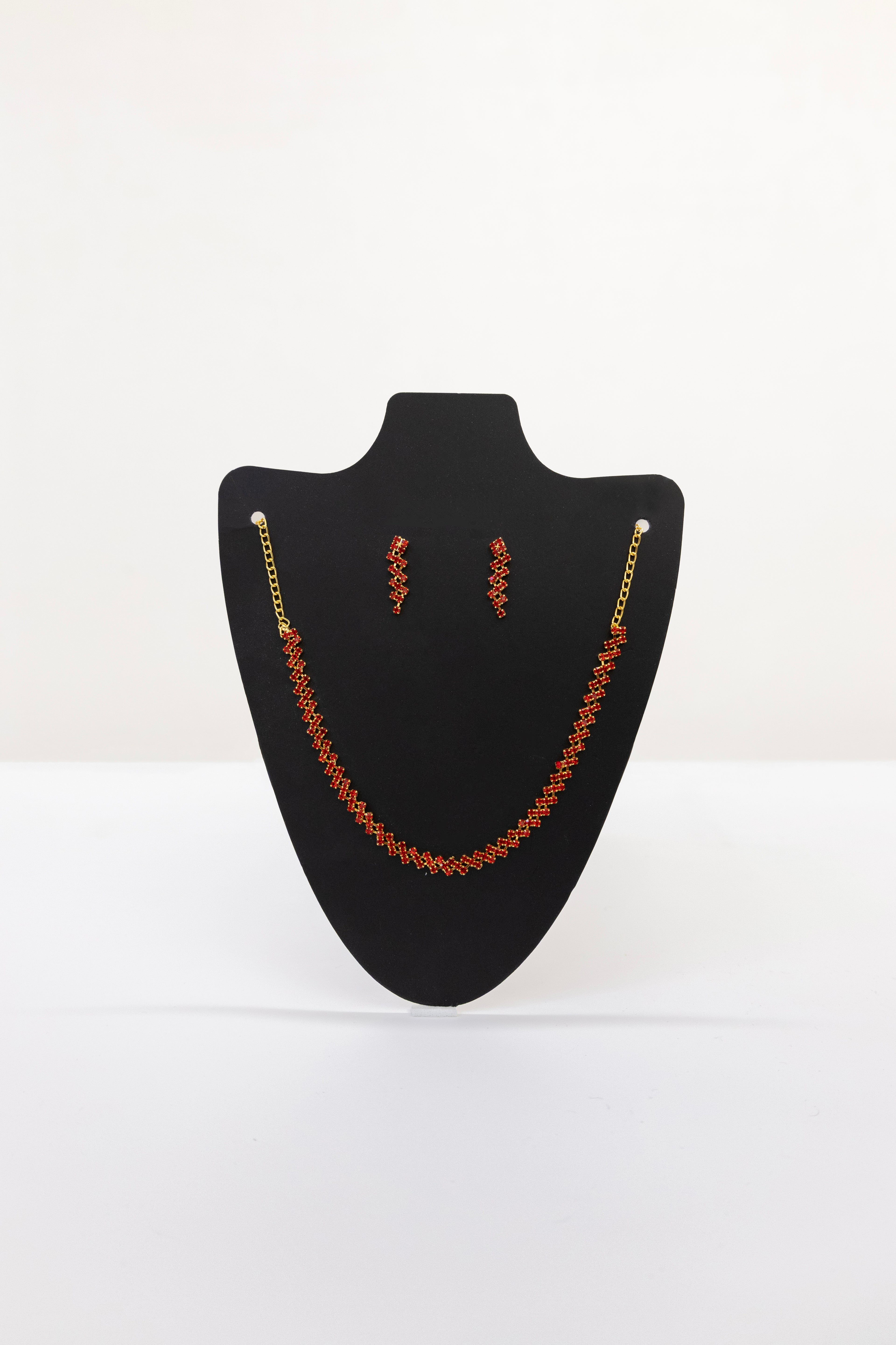 Dazzling American Diamond  imitation metal Necklace Set - Geometric Cluster Design with earrings for Girls