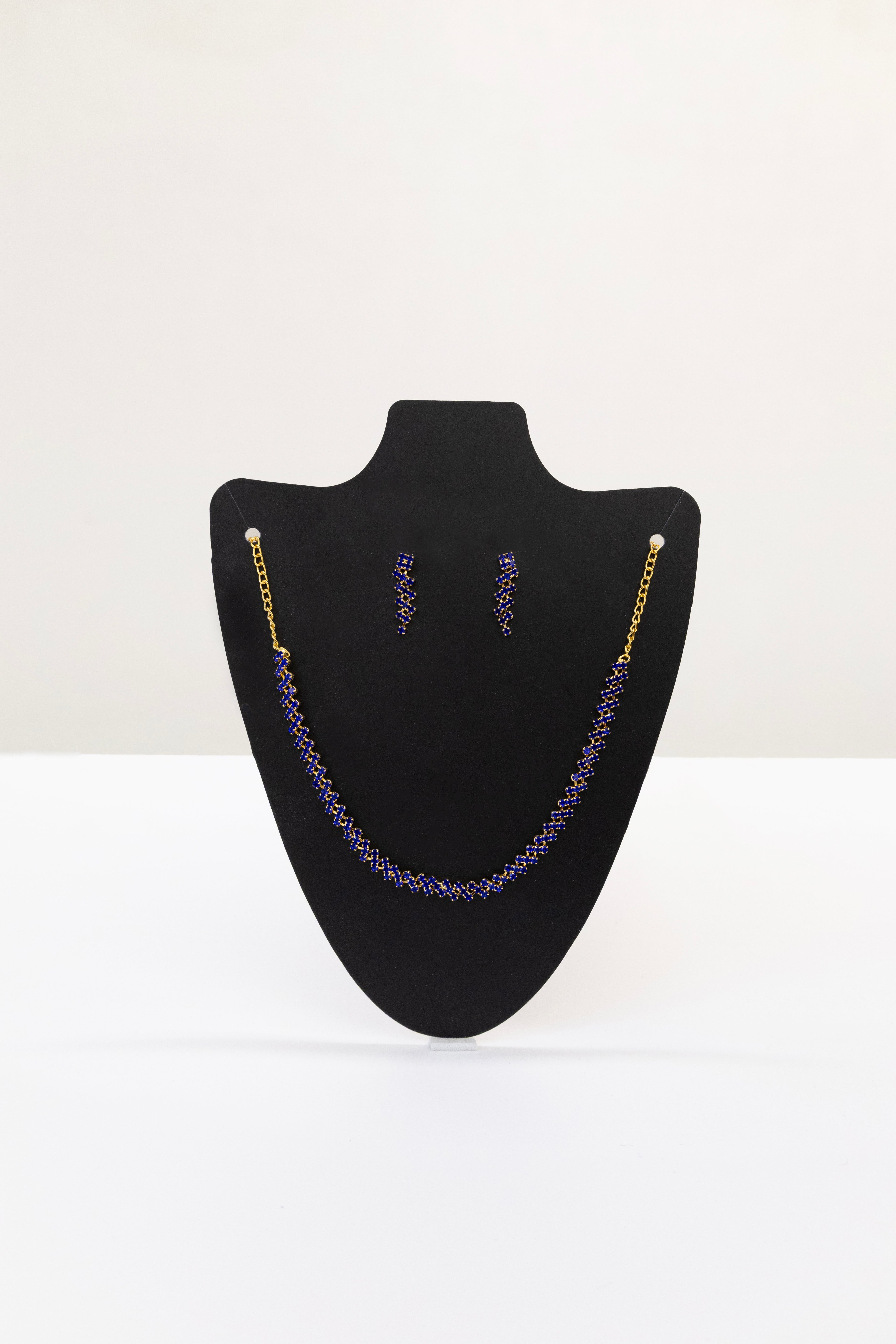 Dazzling American Diamond  imitation metal Necklace Set - Geometric Cluster Design with earrings for Girls