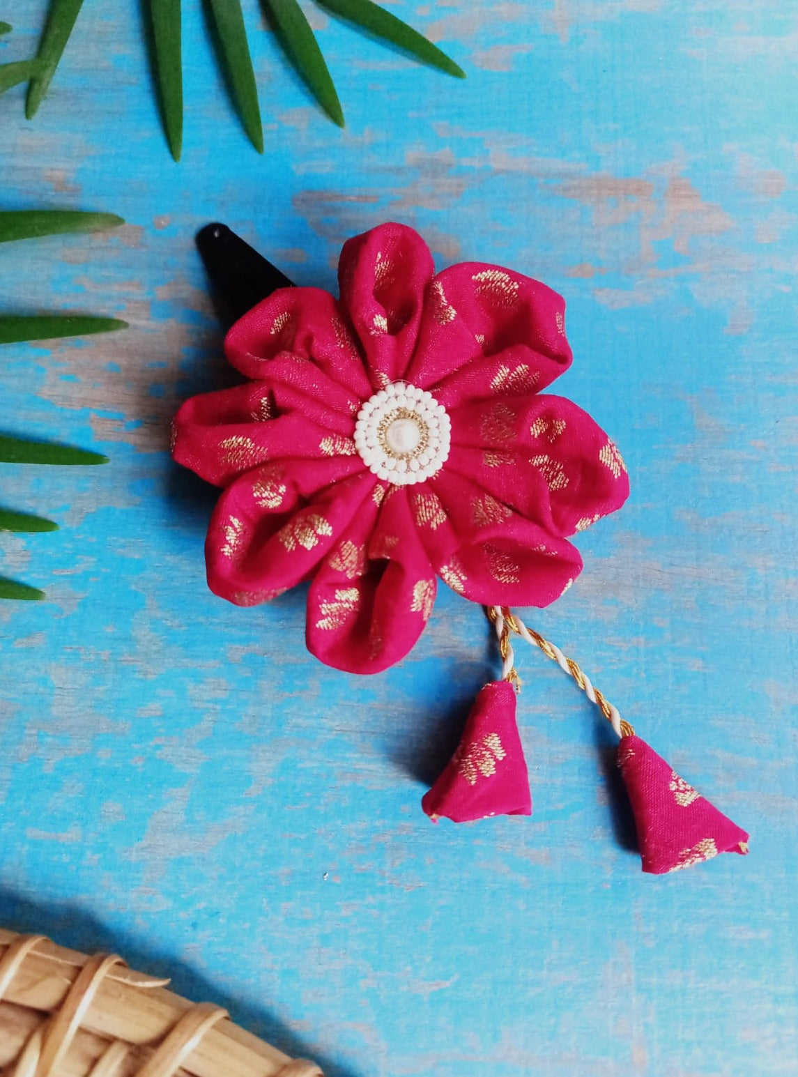 Accessories gifts fancy traditional ethnic hair accessories for kids trendy handmade hair clip fabric hair accessories hair band head band brocade handcrafted hair pin hair accessory tic-tac clips matching assorted mix n match pearl multicolour metal golden bow rubber band      