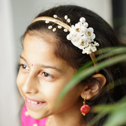 Accessories gifts fancy traditional ethnic hair accessories for kids trendy handmade hair clip fabric hair accessories hair band head band brocade handcrafted hair pin hair accessory tic-tac clips matching assorted mix n match pearl multicolour metal golden bow rubber band      