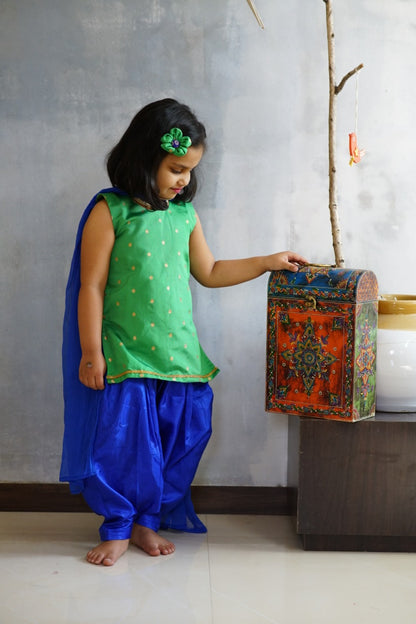 Silk brocade cotton silk cotton chanderi printed Traditional ethnic Indian kurta kurta salwar suit dupatta Punjabi dress Patiala set for baby girls kids