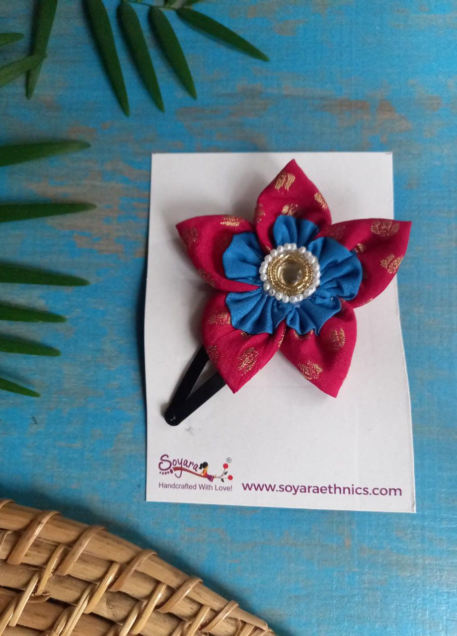 Accessories gifts fancy traditional ethnic hair accessories for kids trendy handmade hair clip fabric hair accessories hair band head band brocade handcrafted hair pin hair accessory tic-tac clips matching assorted mix n match pearl multicolour metal golden bow rubber band      