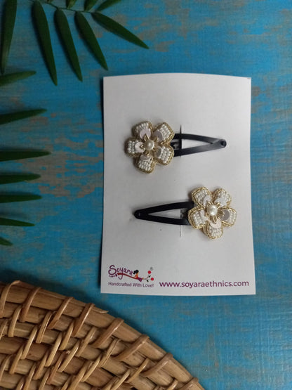 Accessories gifts fancy traditional ethnic hair accessories for kids trendy handmade hair clip fabric hair accessories hair band head band brocade handcrafted hair pin hair accessory tic-tac clips matching assorted mix n match pearl multicolour metal golden bow rubber band      