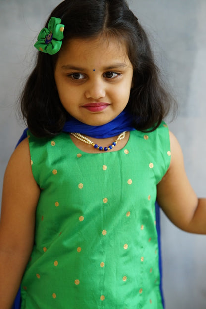 Silk brocade cotton silk cotton chanderi printed Traditional ethnic Indian kurta kurta salwar suit dupatta Punjabi dress Patiala set for baby girls kids