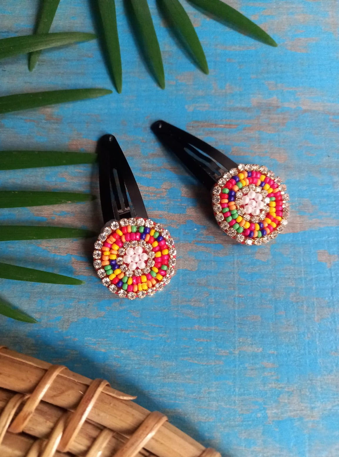 Multi Coloured beaded round shaped Set of hair - Main Image