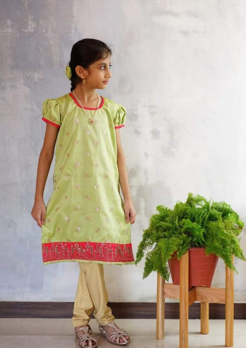 Silk brocade cotton silk cotton chanderi printed Traditional ethnic Indian kurta kurta salwar suit dupatta Punjabi dress Patiala set for baby girls kids