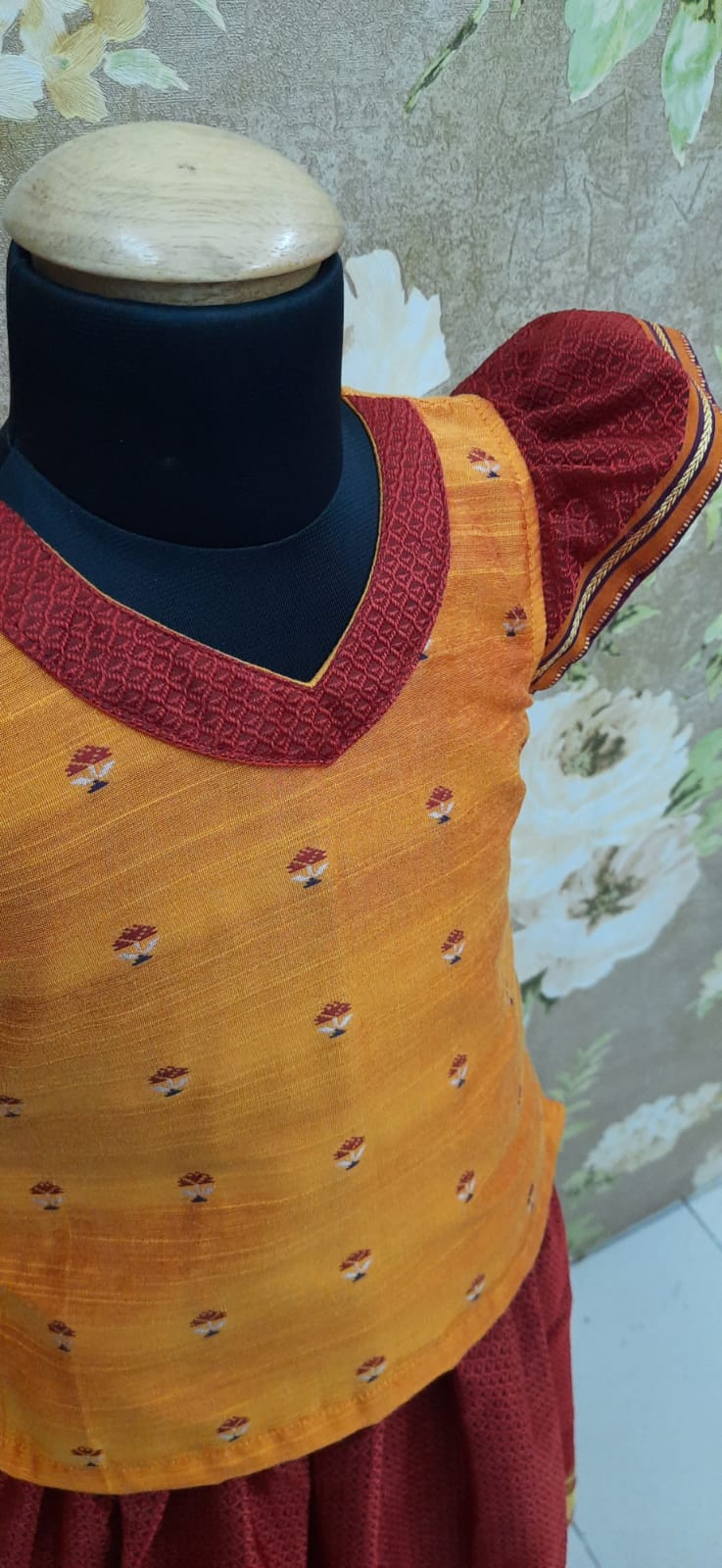 Silk brocade khunn organza parkar polka dress for baby girl dupatta lehenga ghagara choli traditional ethnic printed floral paithani  
