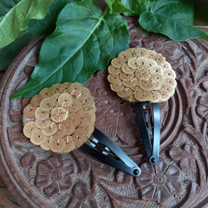 Accessories gifts fancy traditional ethnic hair accessories for kids trendy handmade hair clip fabric hair accessories hair band head band brocade handcrafted hair pin hair accessory tic-tac clips matching assorted mix n match pearl multicolour metal golden bow rubber band      