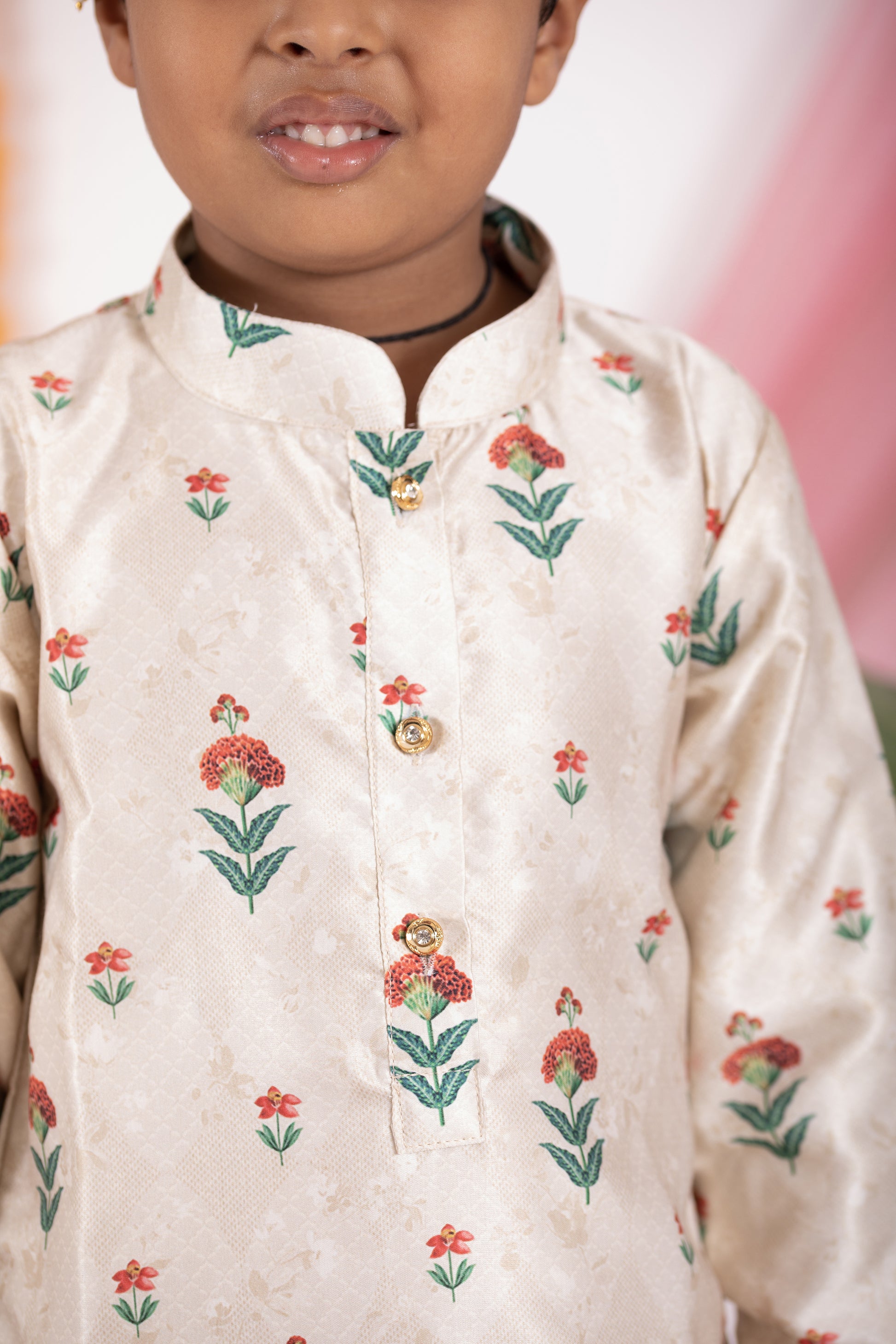 beige traditional ethnic brocade printed silk cotton kurta pyjama salwar suit pajama churidar set sherwani jacket for baby boy kids 