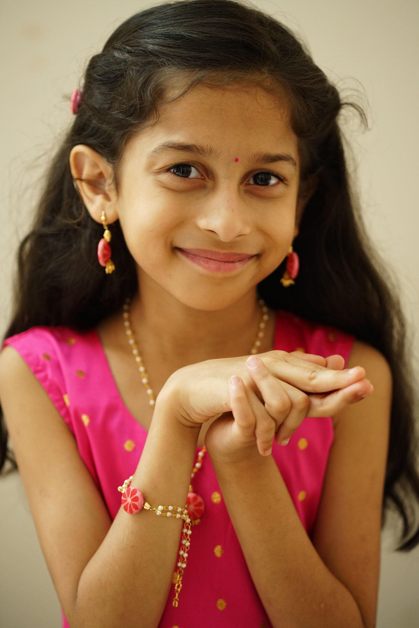 Accessories gifts fancy traditional ethnic for kids trendy handmade fabric accessories brocade handcrafted matching assorted mix n match pearl multicolour metal golden party wear beaded glass beads trendy gold plated earrings pendant    