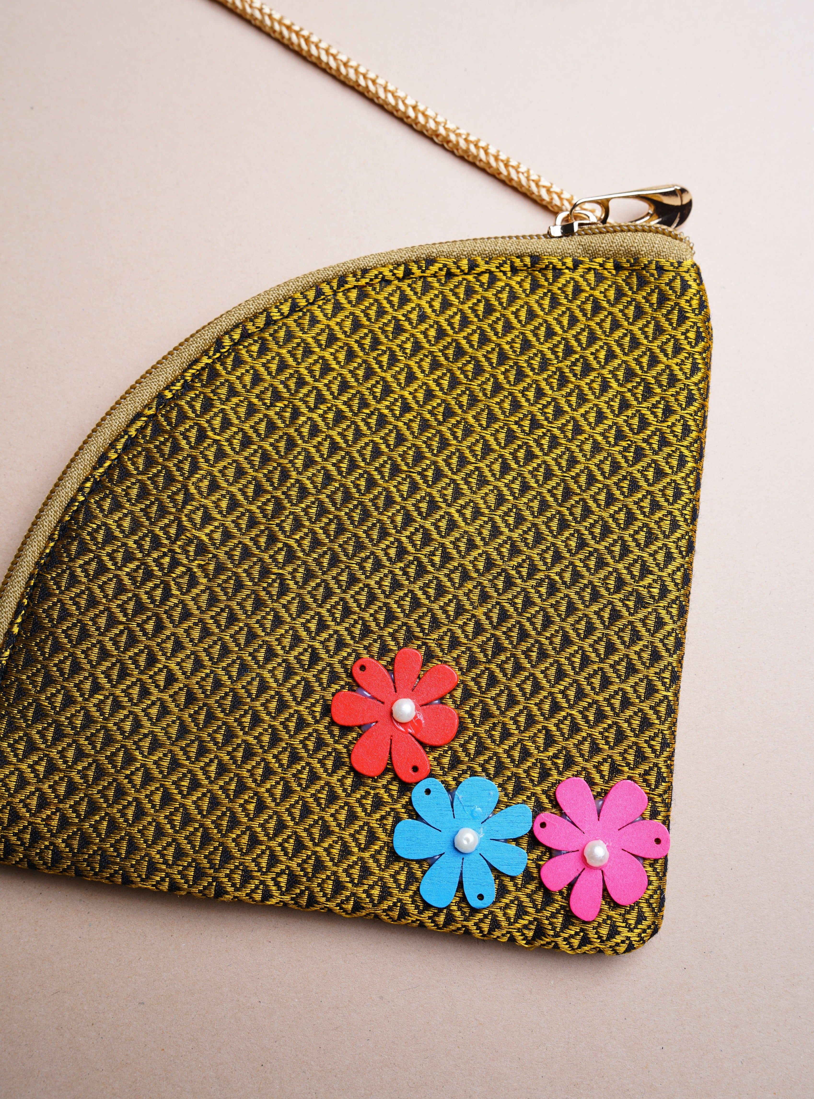Buy Olive Green Clutch In Suede With Zardosi Embroidered Floral Motifs  Online - Kalki Fashion