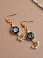 Accessories gifts fancy traditional ethnic for kids trendy handmade fabric accessories brocade handcrafted matching assorted mix n match pearl multicolour metal golden party wear beaded glass beads trendy gold plated earrings pendant    