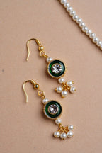 Accessories gifts fancy traditional ethnic for kids trendy handmade fabric accessories brocade handcrafted matching assorted mix n match pearl multicolour metal golden party wear beaded glass beads trendy gold plated earrings pendant    