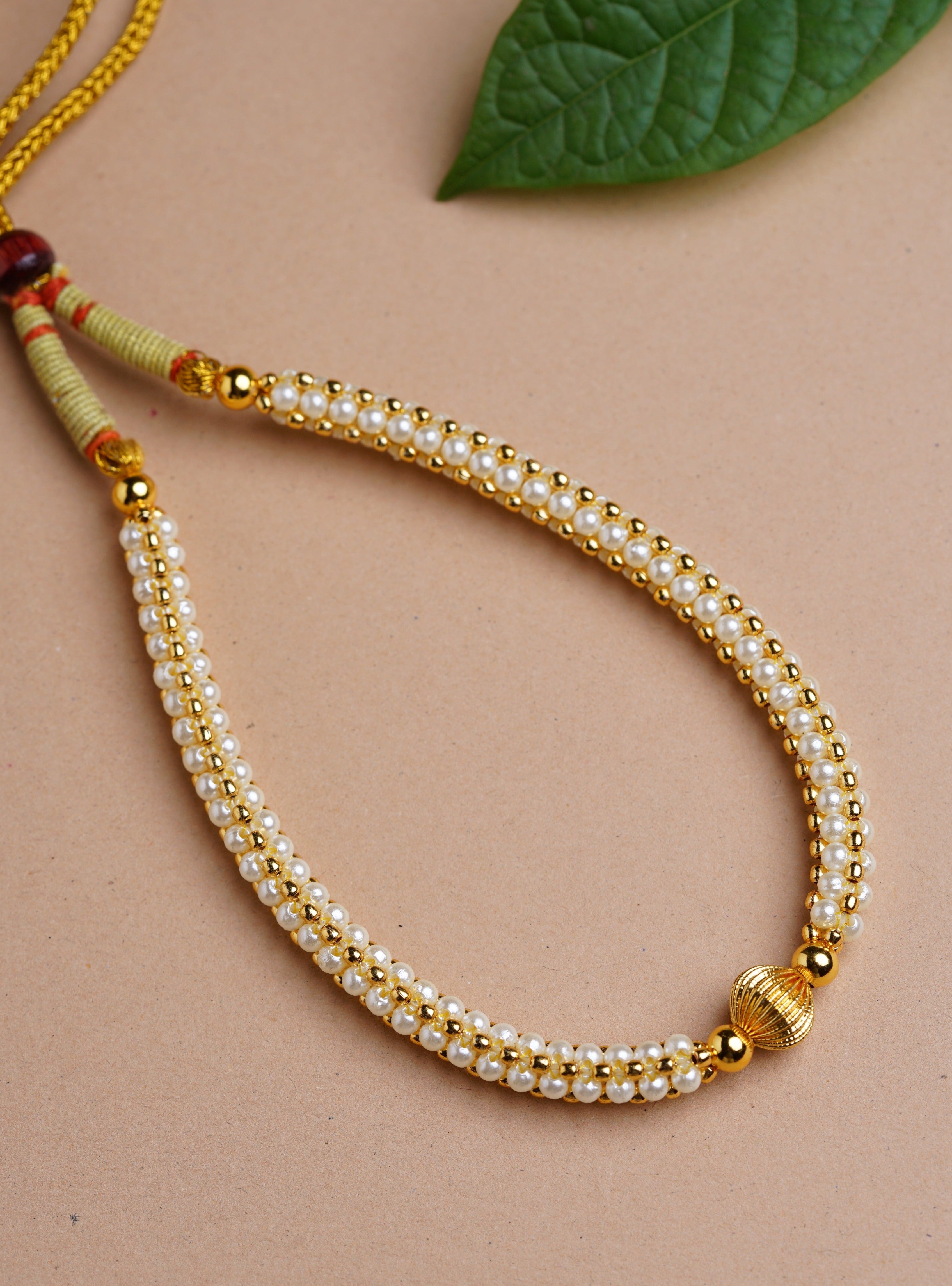 Gold plated Golden Beads Thushi with Flower shaped pendant – Soyara Ethnics  Studio