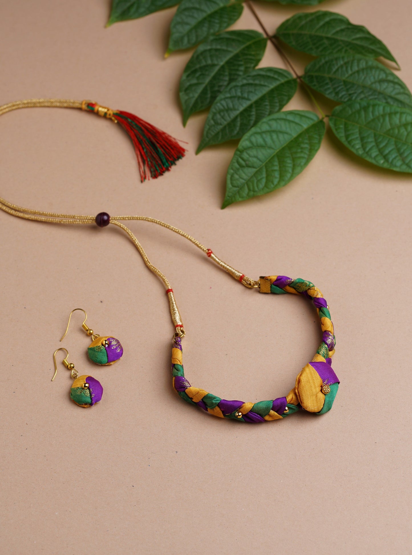 Accessories gifts fancy traditional ethnic for kids trendy handmade fabric accessories brocade handcrafted matching assorted mix n match pearl multicolour metal golden party wear beaded glass beads trendy gold plated earrings pendent    