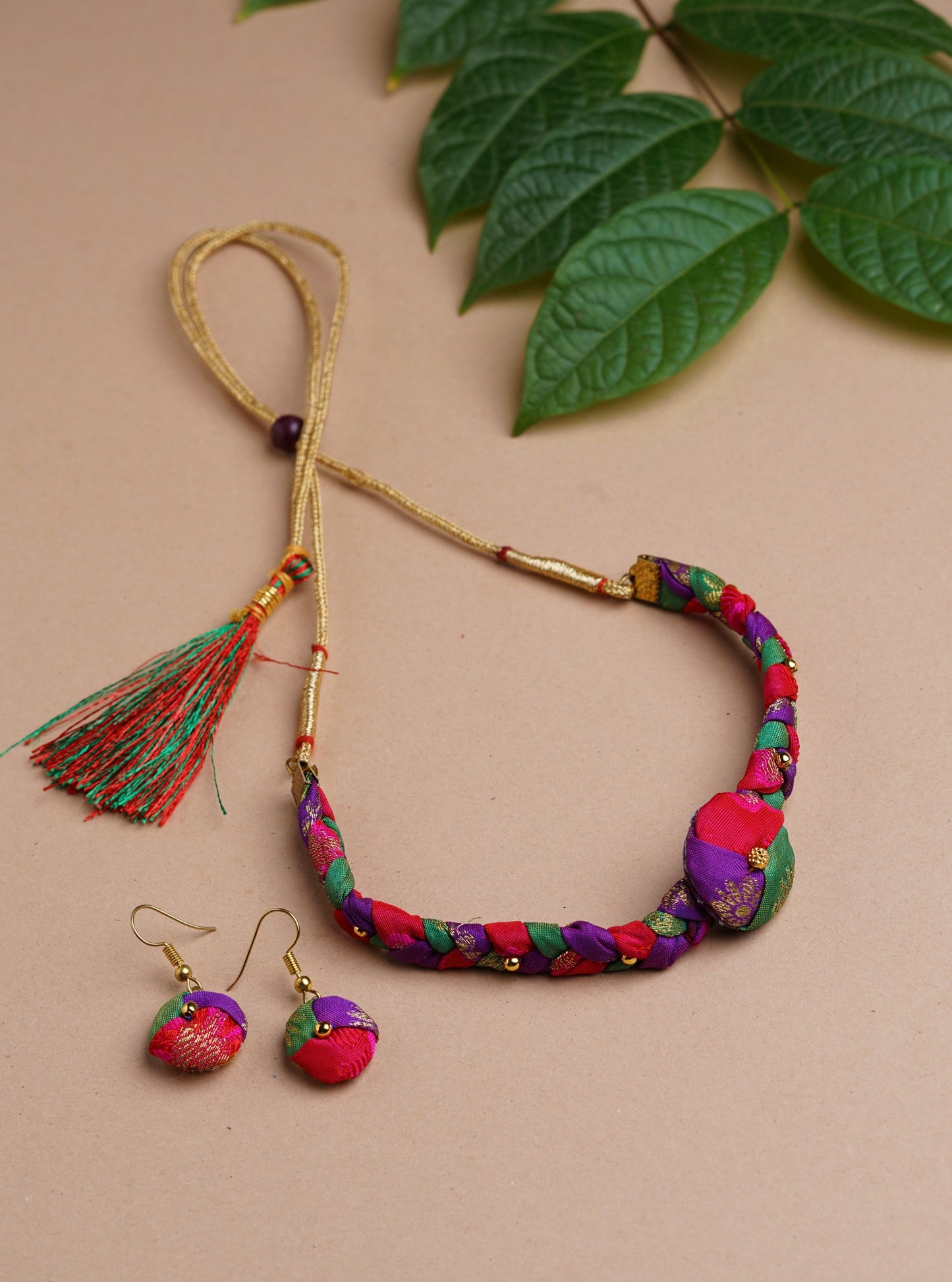 Accessories gifts fancy traditional ethnic for kids trendy handmade fabric accessories brocade handcrafted matching assorted mix n match pearl multicolour metal golden party wear beaded glass beads trendy gold plated earrings pendent    