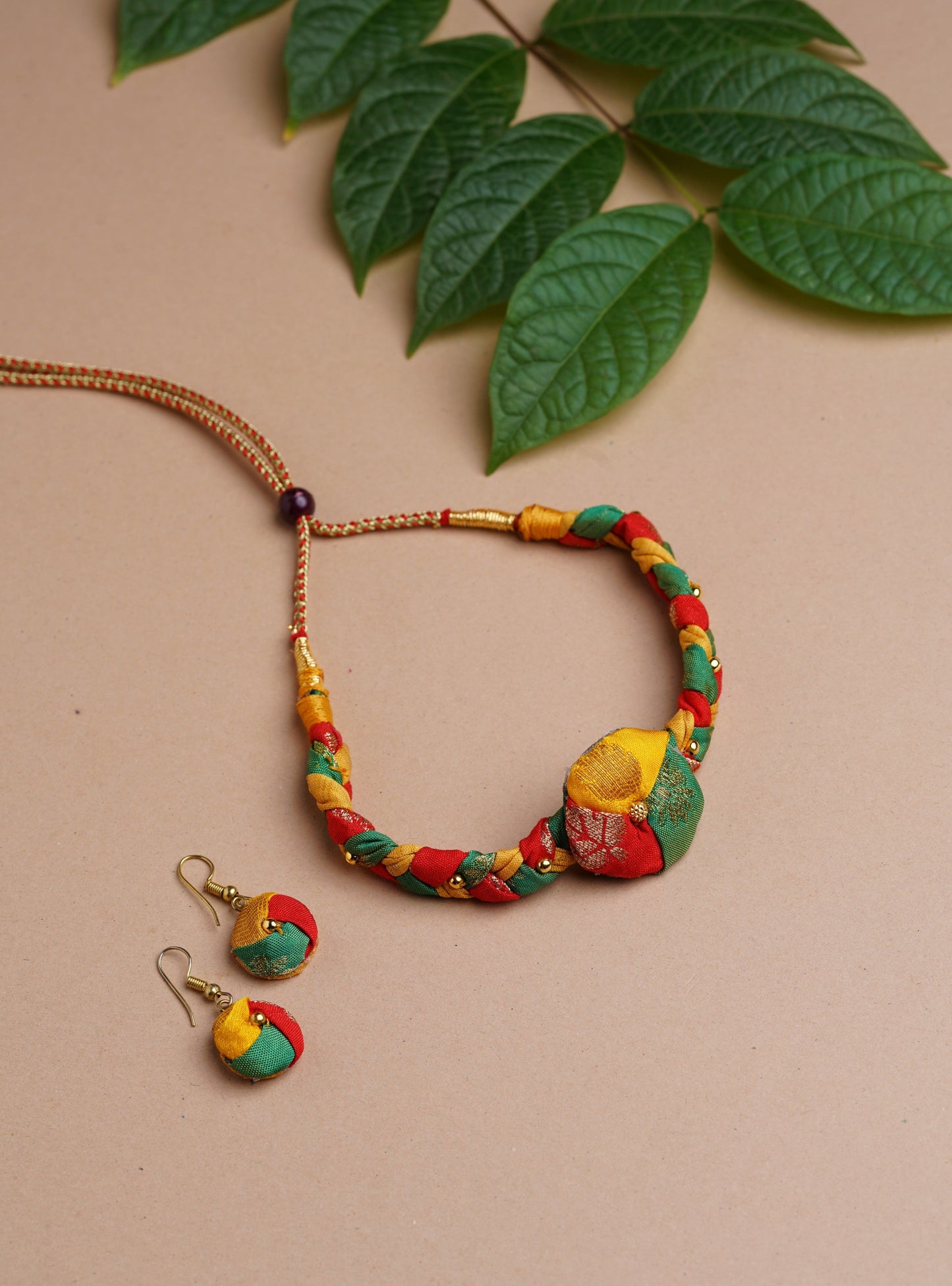Accessories gifts fancy traditional ethnic for kids trendy handmade fabric accessories brocade handcrafted matching assorted mix n match pearl multicolour metal golden party wear beaded glass beads trendy gold plated earrings pendent    