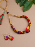 Accessories gifts fancy traditional ethnic for kids trendy handmade fabric accessories brocade handcrafted matching assorted mix n match pearl multicolour metal golden party wear beaded glass beads trendy gold plated earrings pendent    