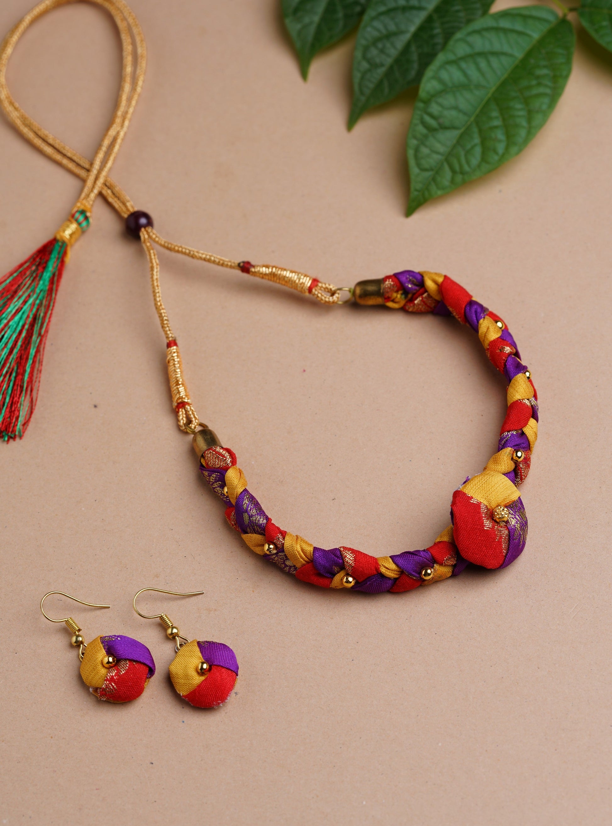 Accessories gifts fancy traditional ethnic for kids trendy handmade fabric accessories brocade handcrafted matching assorted mix n match pearl multicolour metal golden party wear beaded glass beads trendy gold plated earrings pendent    