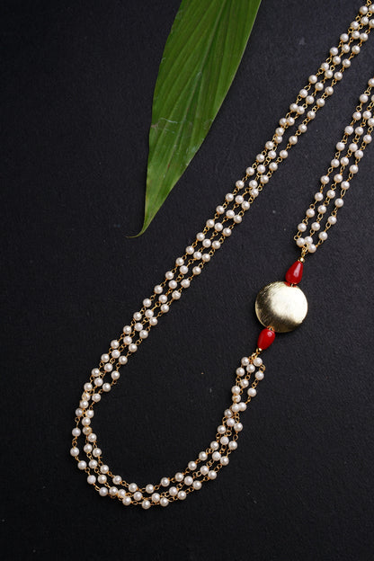 Pearl Triple Layer Kanthi with Big round brushed bead for Batu Soyara Ethnics Studio