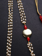Pearl Triple Layer Kanthi with Big round brushed bead for Batu.Mundavalya,kanthi,bhikbali,topi,pagdi are boys accessories exclusively designed using Pearls,glass beads,jadau & gold plated findings for Batu,for Upanayan/Vratabandha/munj /thread ceremony.
