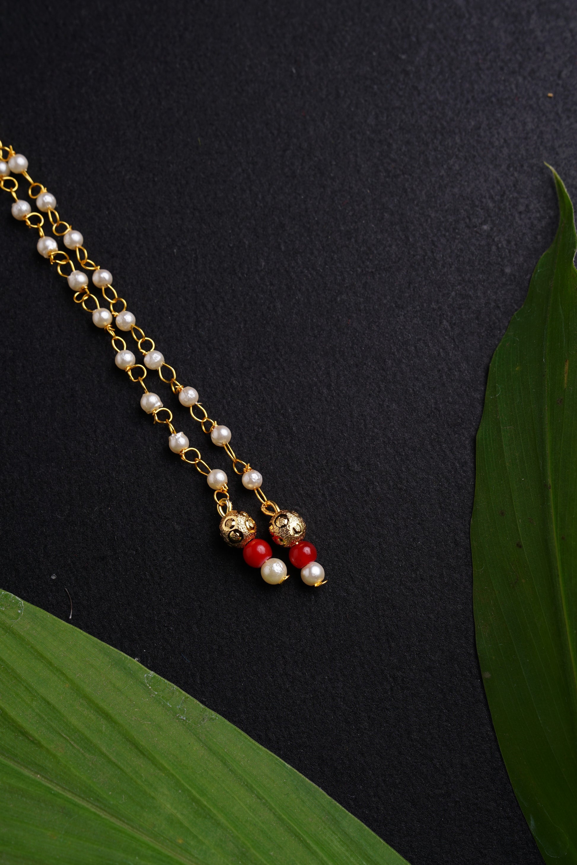 Pearls Mundavalya wit Golden Finding and Colorful Glass Bead for Batu Soyara Ethnics Studio