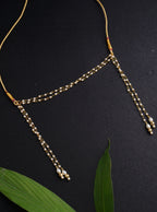 Mundavalya is a forehead ornament worn by Batu for Vratabandh/Munj/Upnayan/ Thread Ceremony.It is designed in pearls Golden Findings.Mundavalya,kanthi,bhikbali,topi,pagdi are boys accessories exclusively designed using Pearls,glass beads,jadau & gold plated findings for Batu,for Upanayan/Vratabandha/munj /thread ceremony.