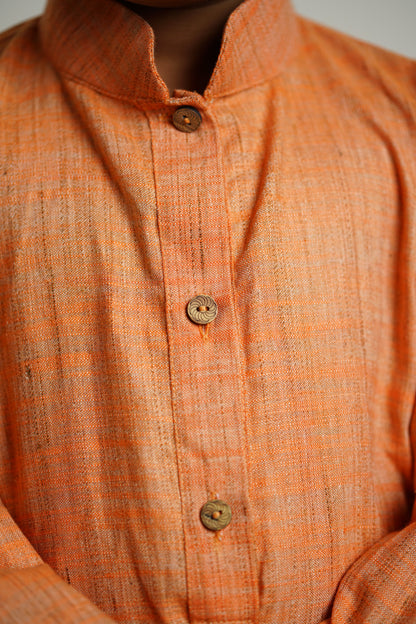 light orange traditional ethnic brocade printed silk cotton kurta pyjama salwar suit pajama churidar set sherwani jacket for baby boy kids 