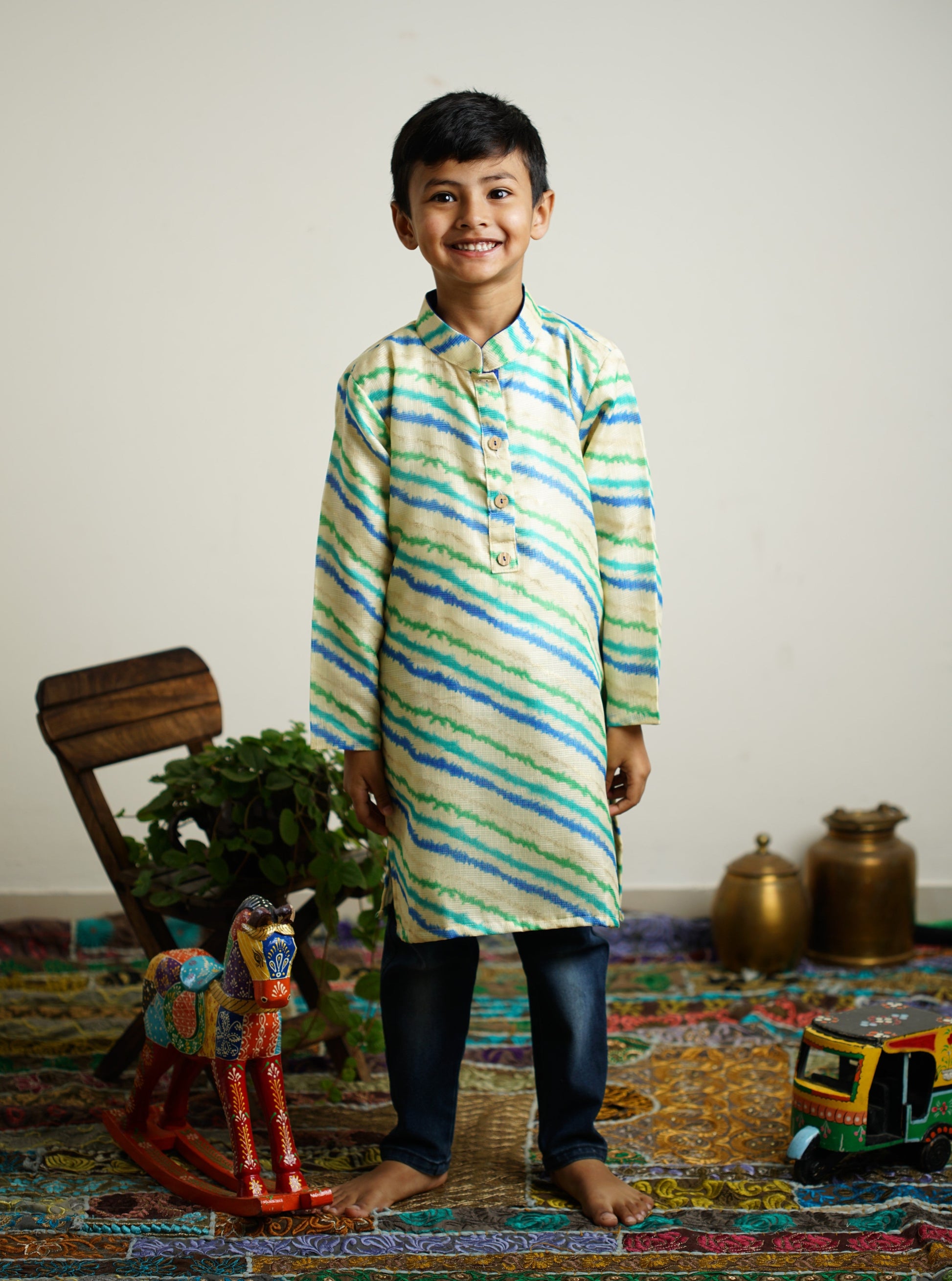 Off white leheriya Red traditional ethnic brocade printed silk cotton kurta pyjama salwar suit pajama churidar set sherwani jacket for baby boy kids 