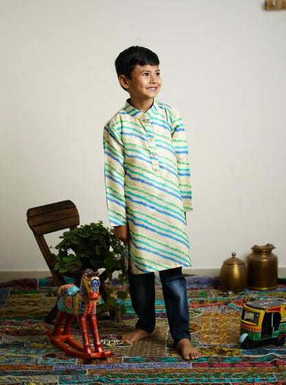 Off white leheriya Red traditional ethnic brocade printed silk cotton kurta pyjama salwar suit pajama churidar set sherwani jacket for baby boy kids 