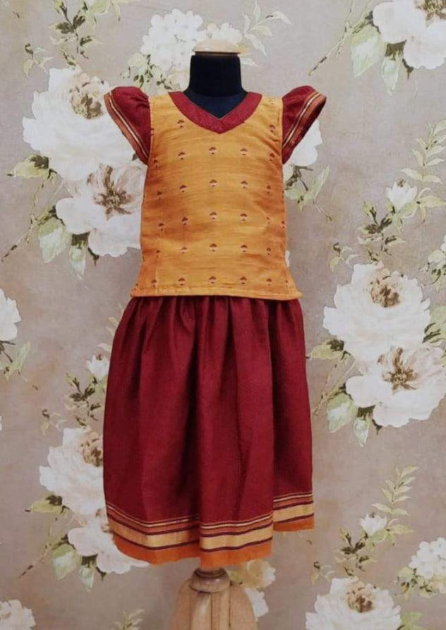 Silk brocade khunn organza parkar polka dress for baby girl dupatta lehenga ghagara choli traditional ethnic printed floral paithani  