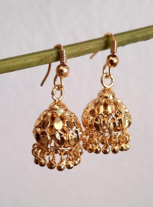 Golden Tiny Jhumkas.Adorn your princess with head to toe premium quality handcrafted accessories made from allergy free, best quality materials.